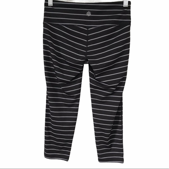 Athleta Chaturanga Stripe crop Xs black & gray B32 - Picture 3 of 8